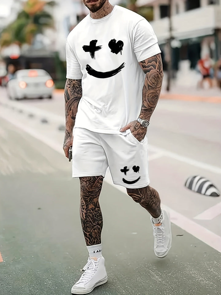 Smiley T-Shirt and Shorts Set for Men