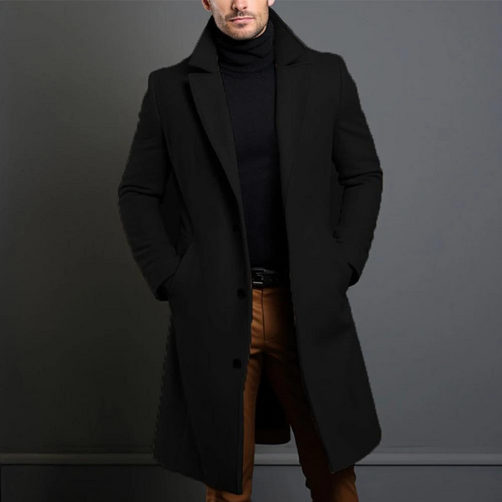Jameson | Classic Long Overcoat with Lapel for Men