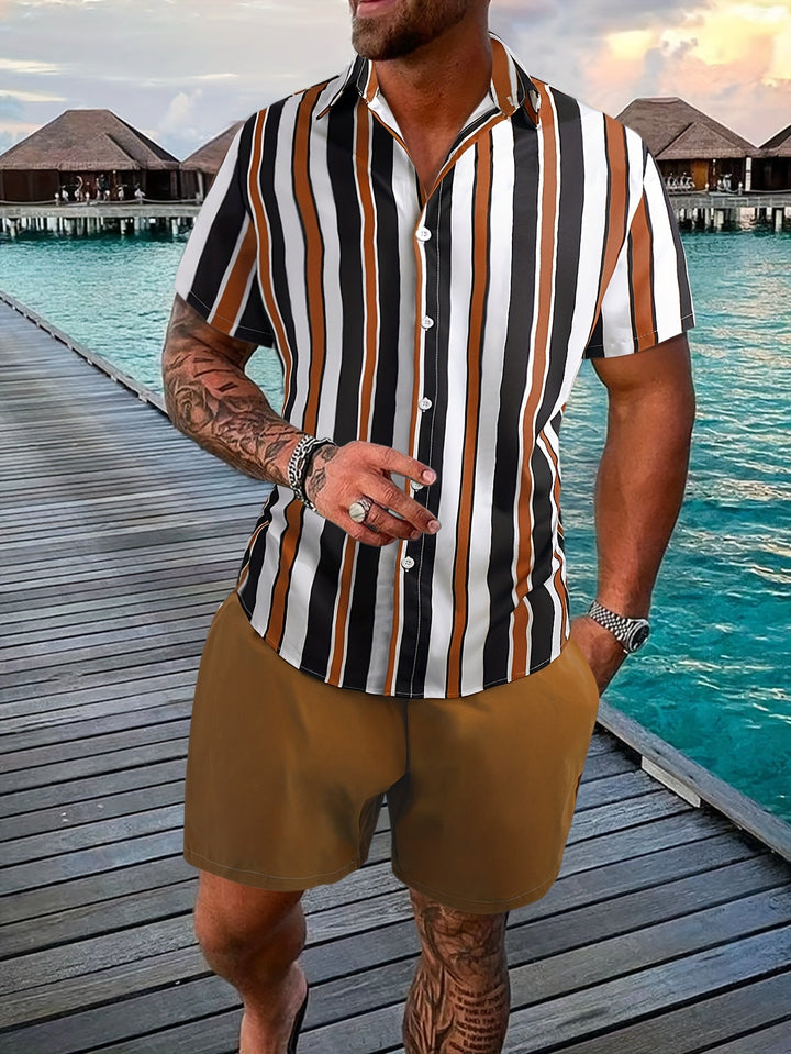 Stylish Striped Shirt and Shorts Set for Men