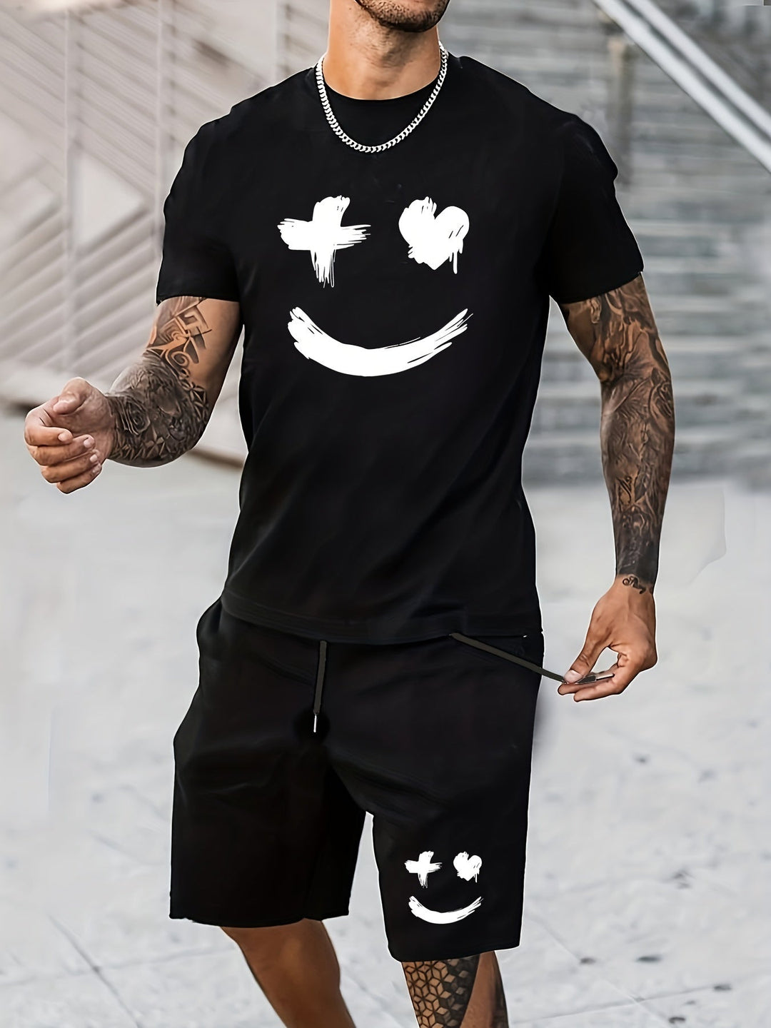 Smiley T-Shirt and Shorts Set for Men
