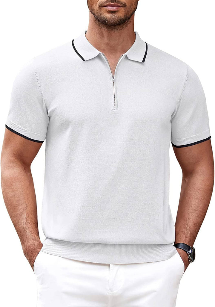 Classic Zipper Short Sleeve Polo Shirt