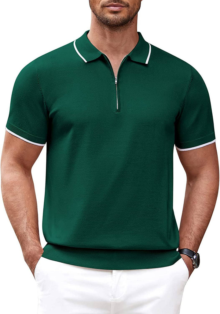 Classic Zipper Short Sleeve Polo Shirt