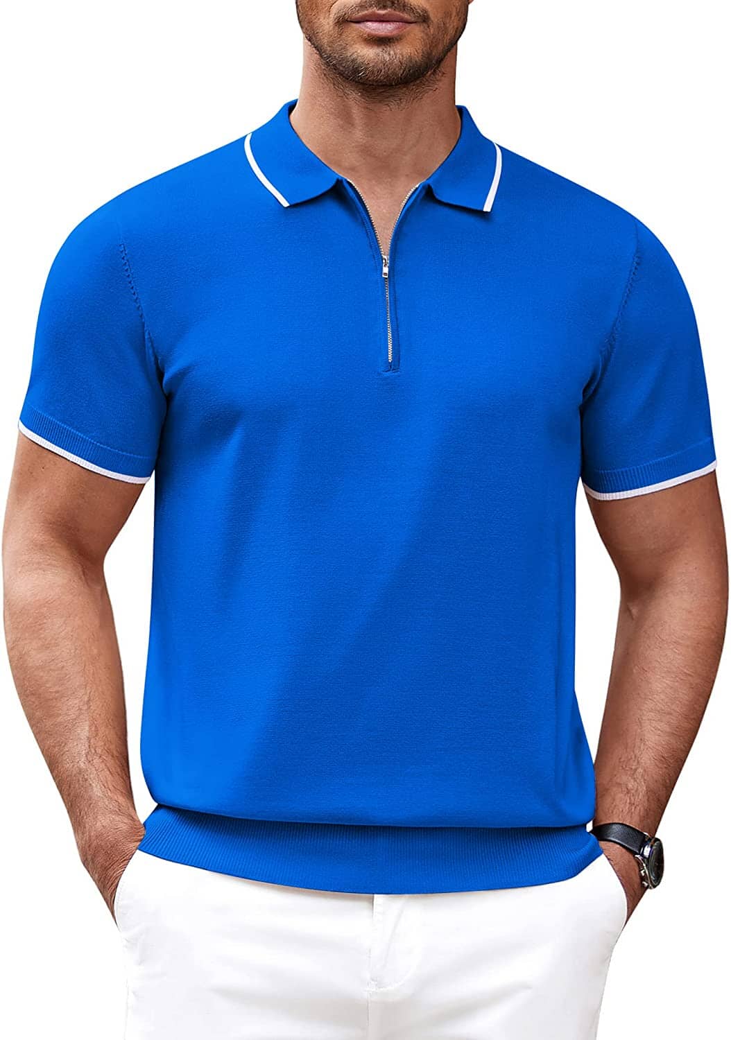 Classic Zipper Short Sleeve Polo Shirt