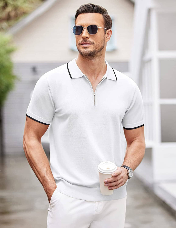 Classic Zipper Short Sleeve Polo Shirt