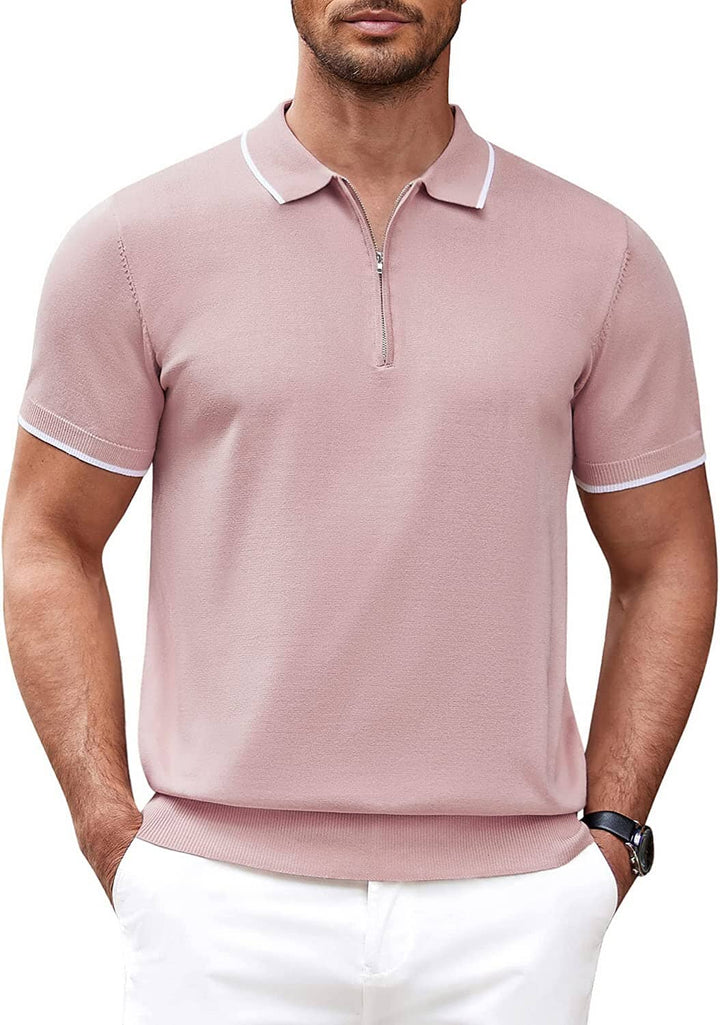 Classic Zipper Short Sleeve Polo Shirt