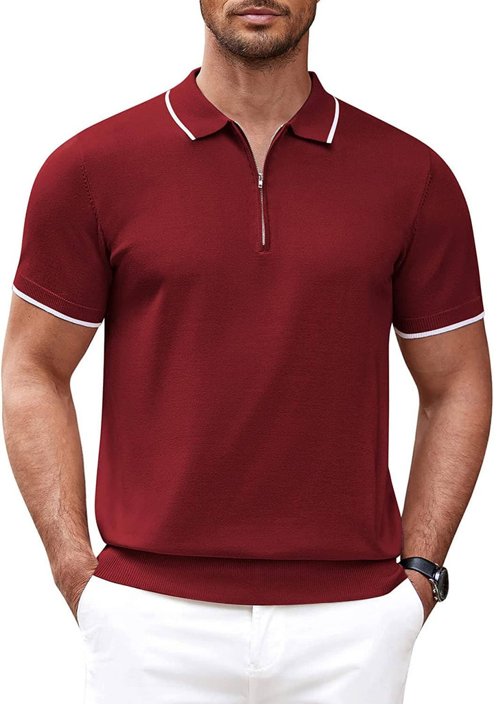 Classic Zipper Short Sleeve Polo Shirt