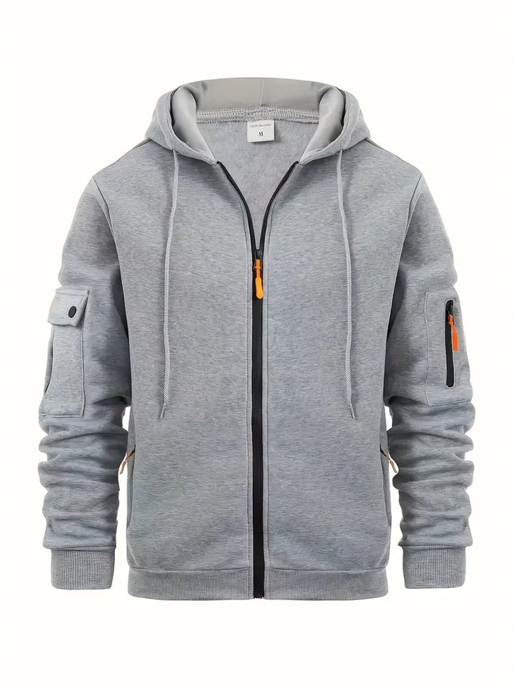 Men's Zip-Up Hoodie with Utility Pockets