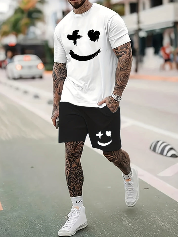 Smiley T-Shirt and Shorts Set for Men