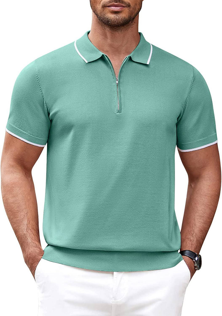 Classic Zipper Short Sleeve Polo Shirt