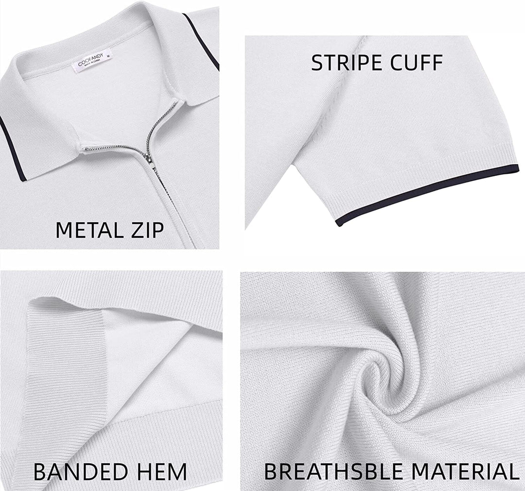 Classic Zipper Short Sleeve Polo Shirt