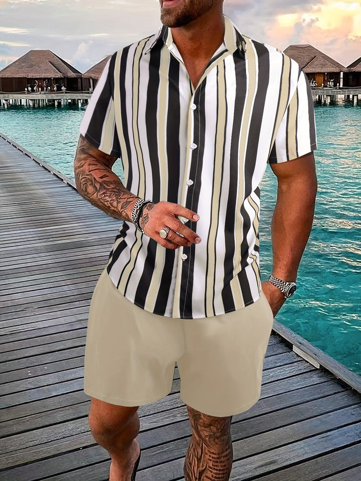 Stylish Striped Shirt and Shorts Set for Men
