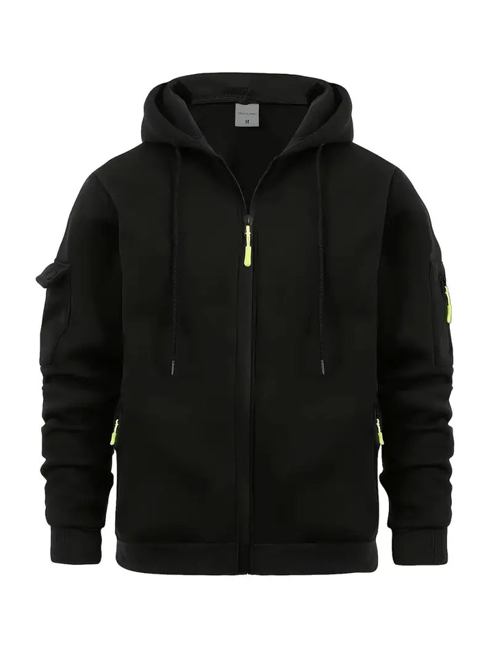 Men's Zip-Up Hoodie with Utility Pockets