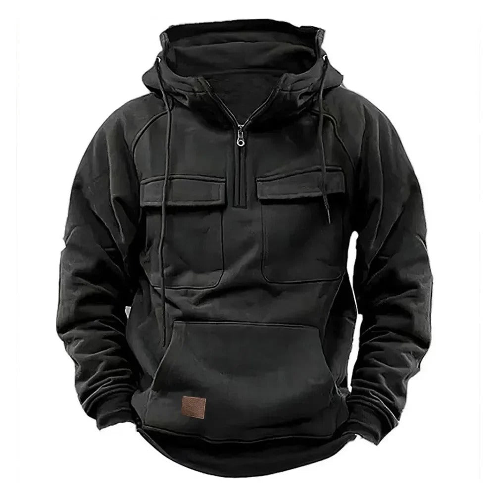Men's Utility-Style Hoodie with Zipper