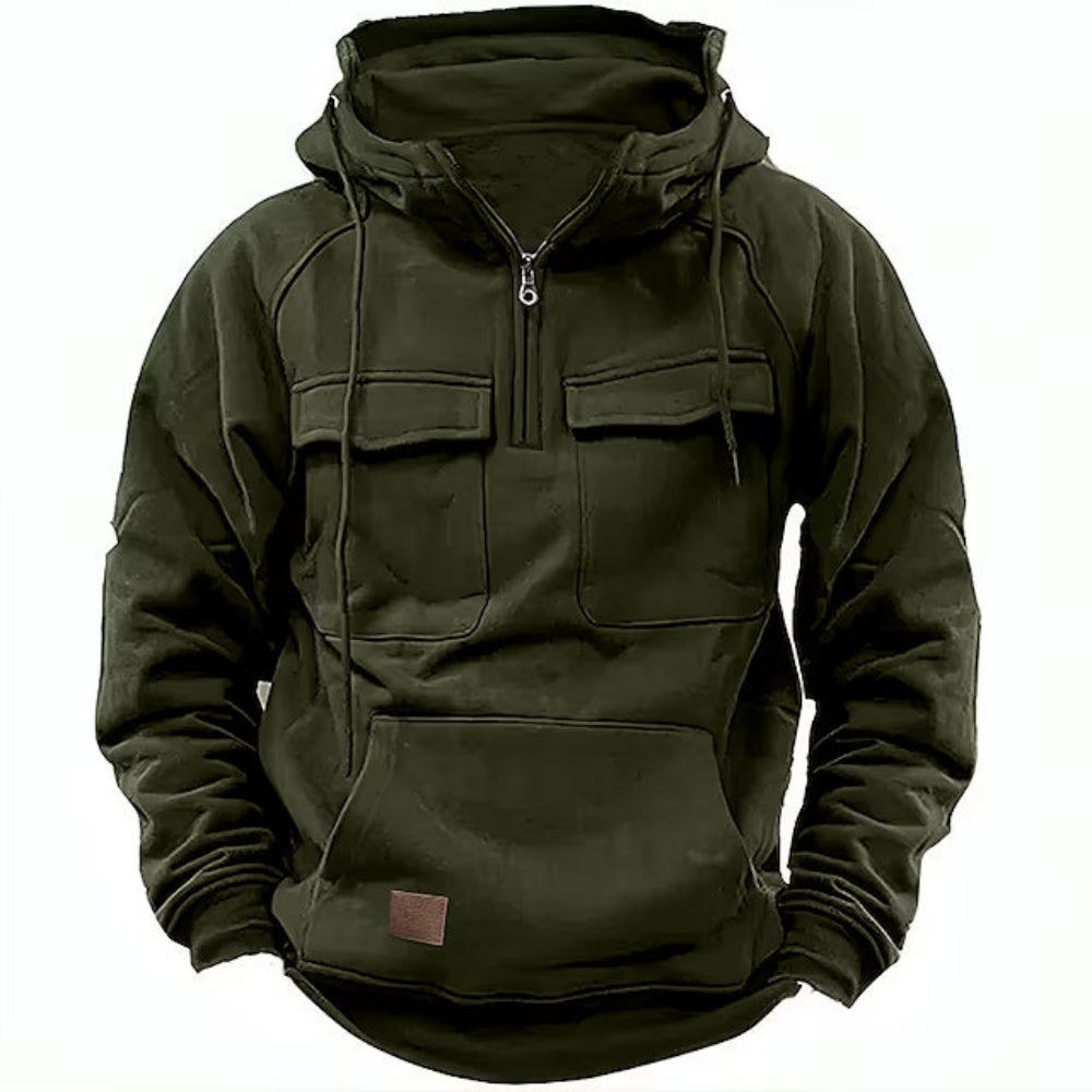 Men's Utility-Style Hoodie with Zipper
