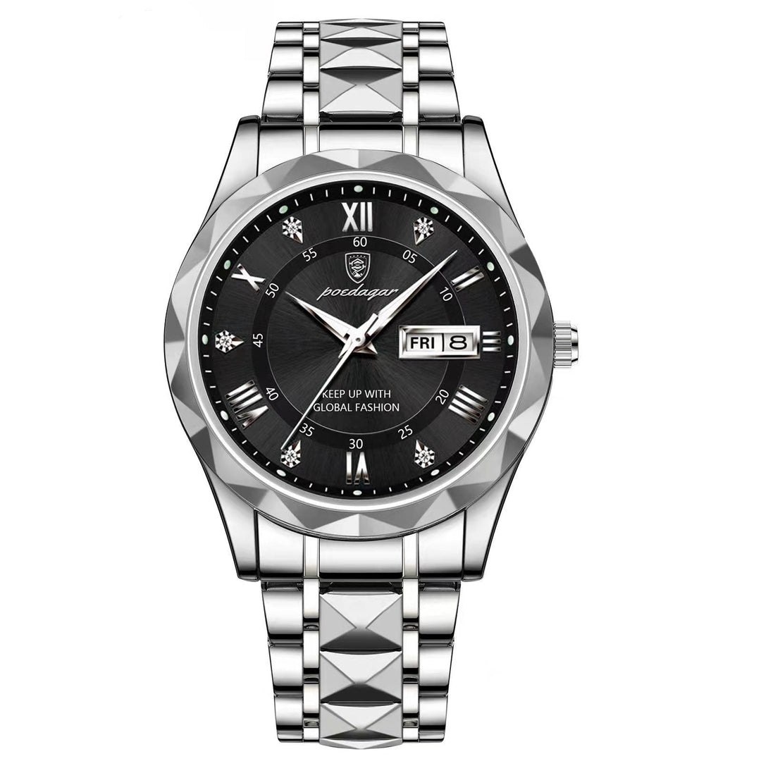 Men’s Stainless Steel Wristwatch – Different Colours Dial with Day & Date Display
