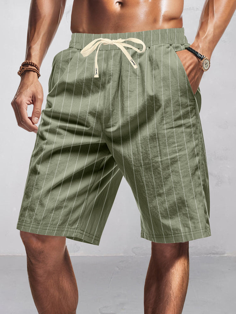 Casual 100% Cotton Stripe Shorts