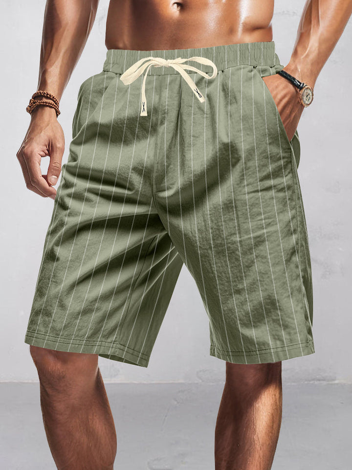 Casual 100% Cotton Stripe Shorts