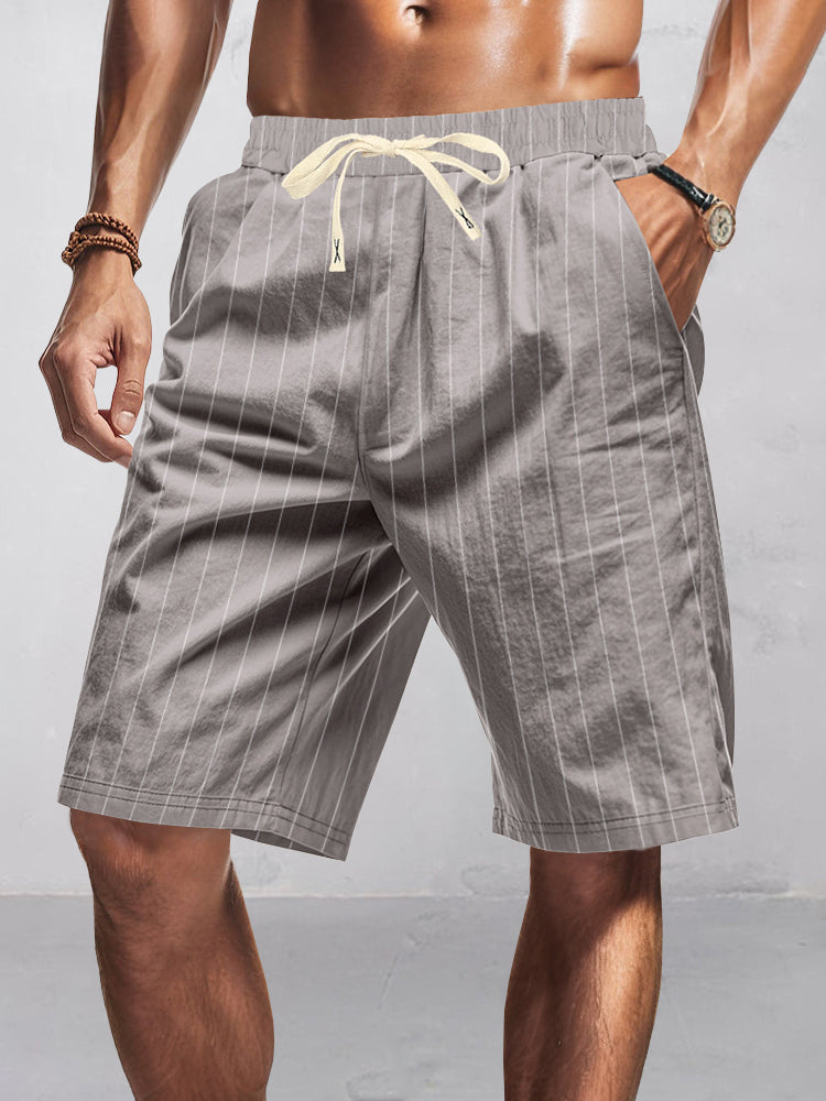 Casual 100% Cotton Stripe Shorts