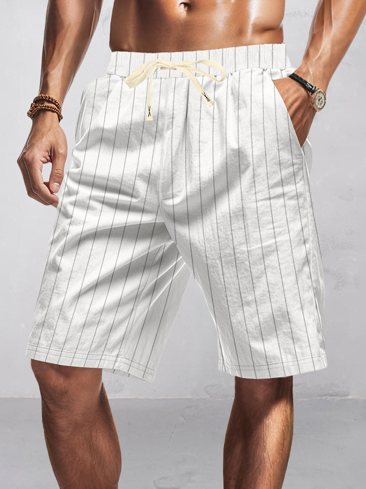 Casual 100% Cotton Stripe Shorts