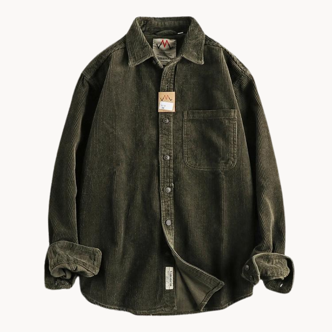 Zach | Men’s Casual Brown Corduroy Long Sleeve Shirt