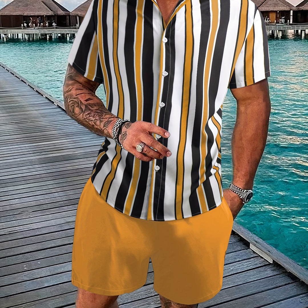Stylish Striped Shirt and Shorts Set for Men