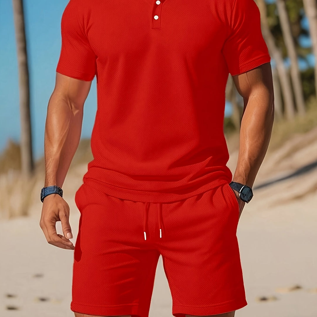 Breathable Polo and Shorts Set for Men