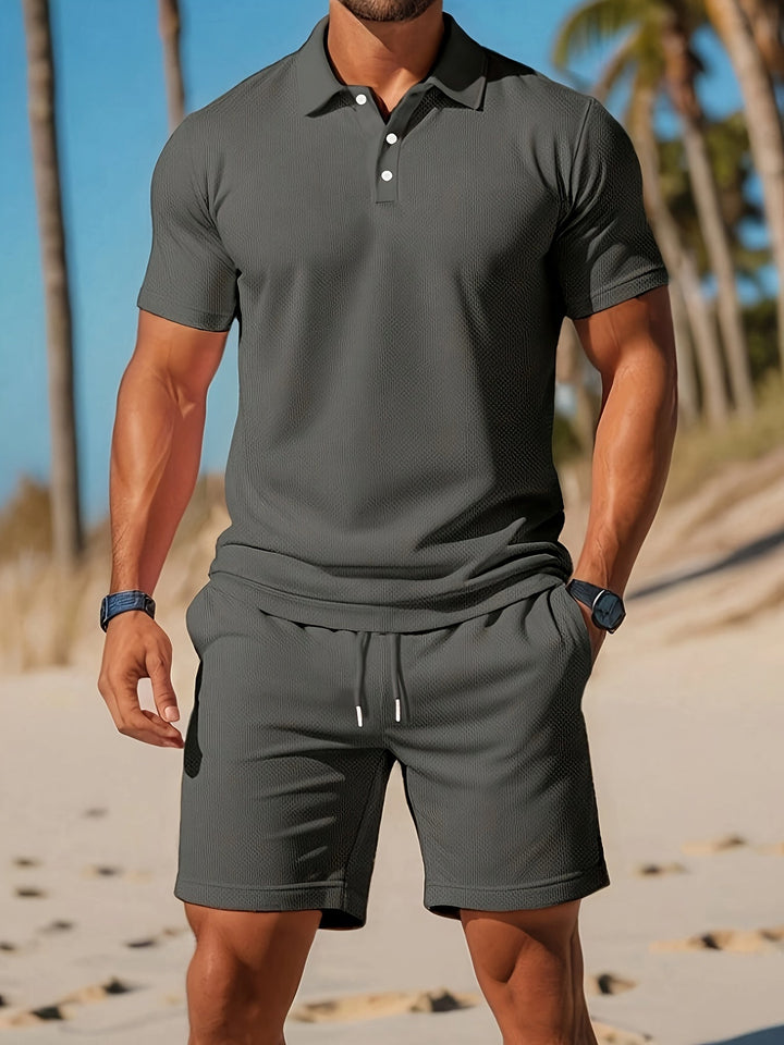 Breathable Polo and Shorts Set for Men