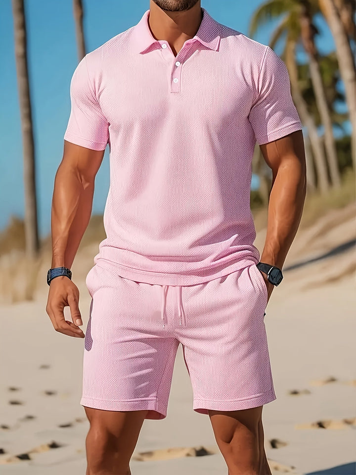 Breathable Polo and Shorts Set for Men