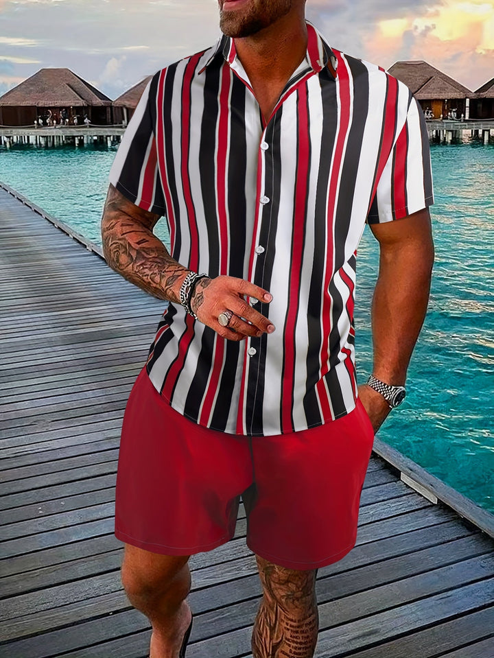 Stylish Striped Shirt and Shorts Set for Men