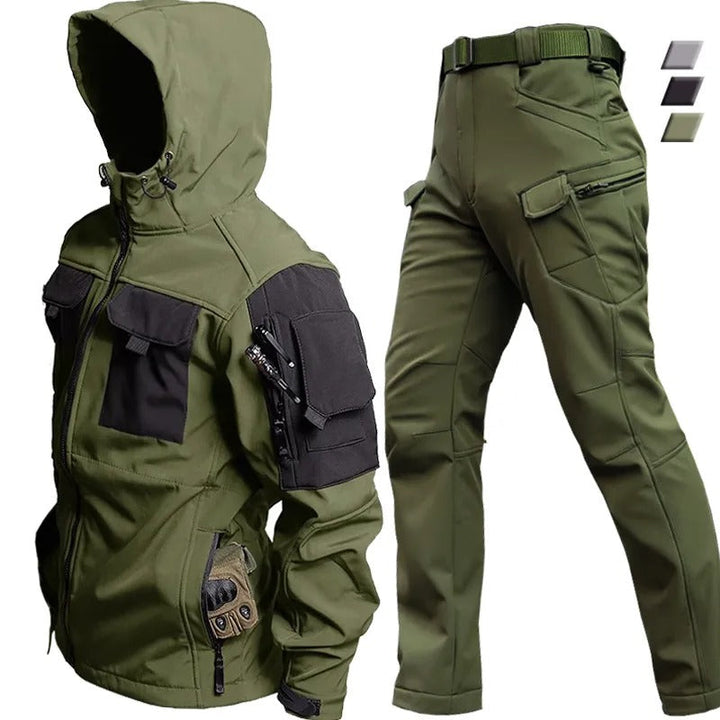 Men's Tactical Jacket & Trousers Set - With Hood & Pockets