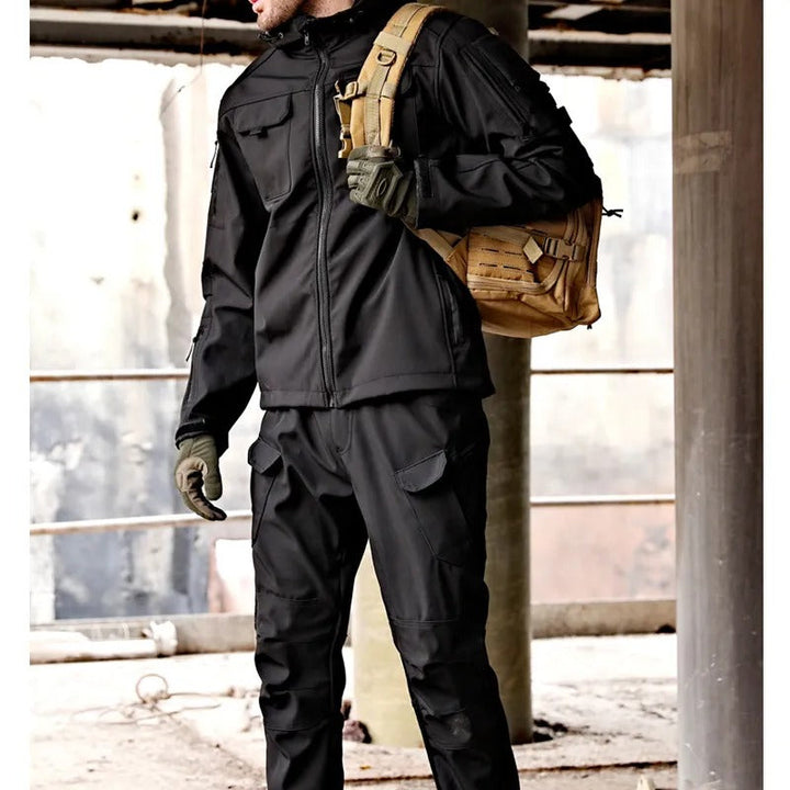 Men's Tactical Jacket & Trousers Set - With Hood & Pockets